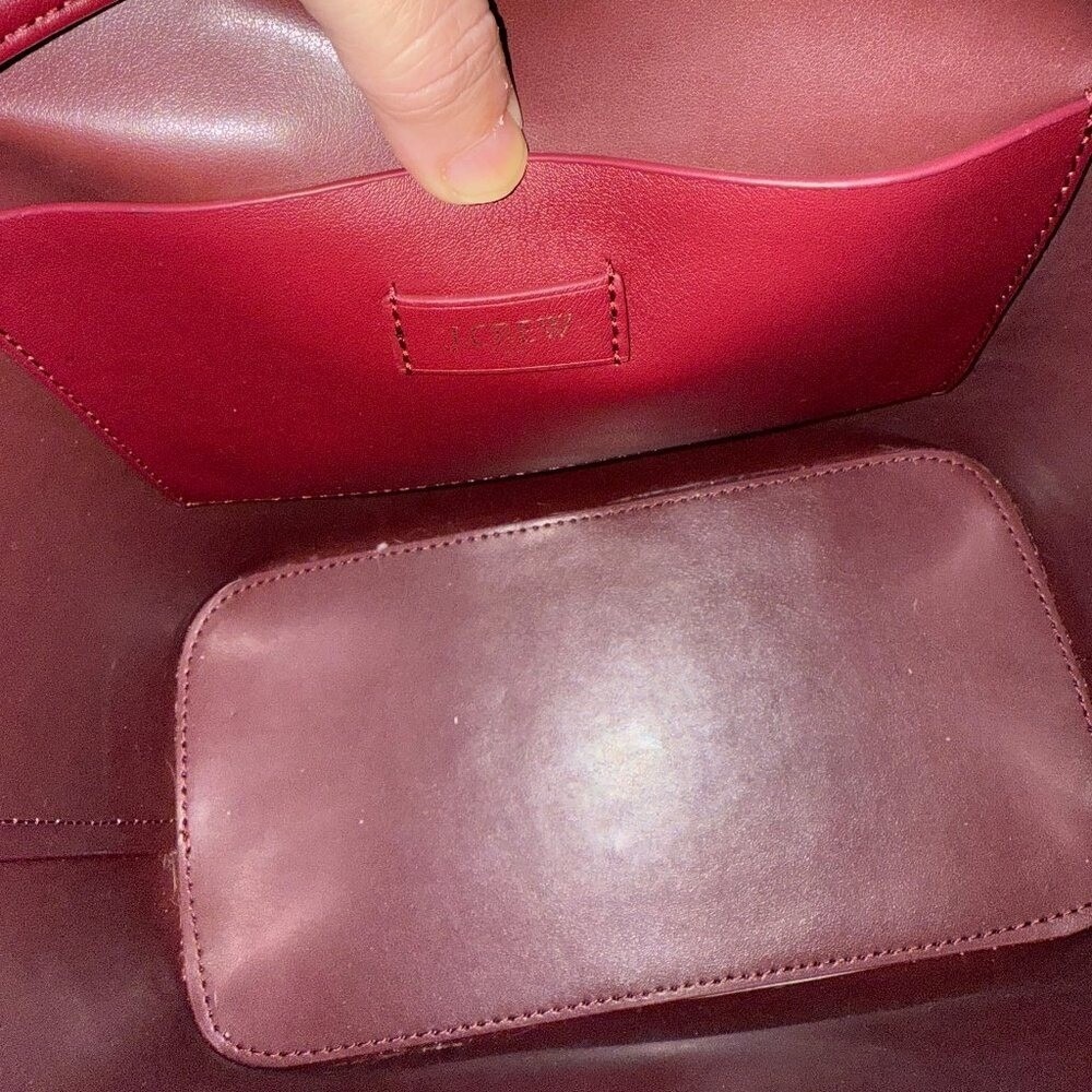 J. Crew Factory Burgundy Drawstring Crossbody Bucket Bag Tassel Maroon Wine - Picture 6 of 8
